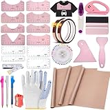 QUKLOGEN Sublimations Shirt Werkzeug Set 68 Pcs T-Shirt Lineal Leitfaden...