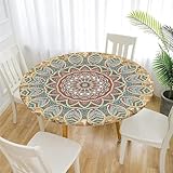 FANSU Tischdecke Abwaschbar Rund 70cm, Mandala Elastisch Rund Outdoor...