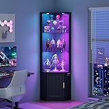 Lvifur Eckvitrine mit LED Beleuchtung und Schubladen für...