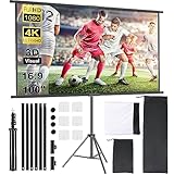 OWill Leinwand Beamer mit Stativ 100 Zoll,16:9 HD Leinwand...