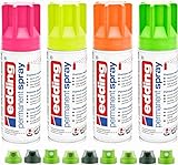 Permanent Spray edding 5200 neon-pink-gelb-orange-grün 4x200ml Set -...