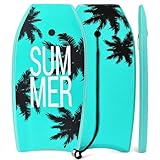 GYMAX Surfbrett, Schwimmbrett mit Zugseil & EPS Schaumstoff-Kern, Bodyboard...