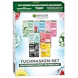 Garnier Tuchmasken Set für jeden Hauttyp, 7 Gesichtsmasken für trockene...