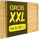 Schneidebrett aus Holz Groß XXL - Mit Saftrille - Beidseitig benutzbar -...