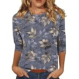 JXKIKOZE Shirts für Damen, 3/4-Ärmel, Rundhalsausschnitt, Tops, Herbst,...