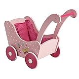 Holzpuppenwagen für Baby-Puppen bis 54 cm, Puppenwagen aus Holz,...