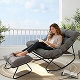 AlpineAura Schaukelstuhl mit Hocker Outdoor Lesesessel Schaukelsessel...