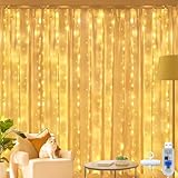 Ollny LED Lichtervorhang 2x2m, 200 LEDs Lichtervorhang innen USB warmweiß,...
