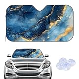 Navy Blue Gold Ink Marble Windschutzscheibe Abdeckung Sonnenblenden Frost...
