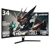 Amzfast Curved Gaming Monitor 34 Zoll, 165 Hz, UWQHD 3440x1440, 21:9, 1 ms...