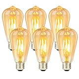 GBLY 6 Stück E27 LED Glühbirne Leuchtmittel: Vintage Lampe ST64 Edison...