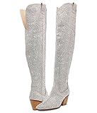 VERISSON Damen Western Stiefel Cowboy Overknee Thigh High Boots Strass...