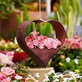 Yeomoo Metall Herzform Blumentopf Hängend Gartendeko für Draußen - Rost...