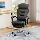 DEVAISE Chefsesse PU Leder, Bürostuhl Ergonomisch mit Fußstütze und...