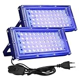 MIUUIPI 2 Stück Schwarzlichtlampe, 50W Schwarzlicht mit Stecker,...