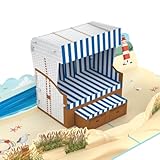 MOKIO® Pop-Up Karte – Strandkorb – 3D Geburtstagskarte für einen...