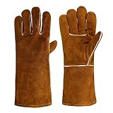OLSON DEEPAK Premium Schweißerhandschuhe Leder Braun Leder Grillhandschuhe...