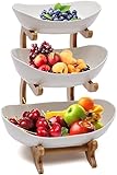 Dreamhigh® Keramik Obst Etagere mit 3 Etagen, Platzsparendes Obstkorb...