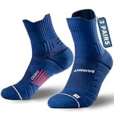 Rahhint 3 Paar Coolmax Quarter Kompressions Laufsocken Anti-Blasen...