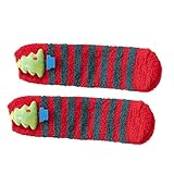 Qcbuegof Damen Wintersocken aus Korallen-Fleece, mit weihnachtlichem...