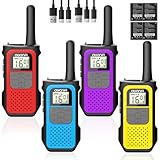 AWANFI Walkie Talkie 4er Set, Walkie Talkie Aufladbar für Erwachsene...