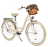 MILORD. 26 Zoll 1-Gang Creme-braun Komfort Fahrrad mit Korb und...