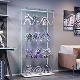 BPKADHY Glasvitrine Standvitrine mit LED Beleuchtung, Glasvitrine Stehend...