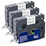 3x XemaX Schriftband Kompatibel für Brother P-touch Bänder 12mm TZe-231...