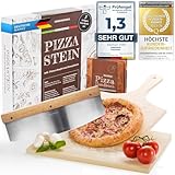 Profi Pizzastein, Pizzaschieber & Pizzamesser Set - Pizzaschaufel,...