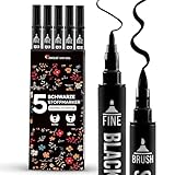 Zenacolor 5 Schwarze Textilfarbe Waschmaschinenfest mit Doppelspitze...