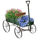 RELAX4LIFE Blumenständer mit 4 Rädern aus Metall, Pflanzwagen aus...