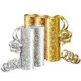 Luftschlangen Metallic Gold & Silber, Party Deko – 5 Rollen mit 18...