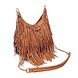 LUI SUI Damen handgefertigte Leder Franse Quaste Crossbody Hobo...