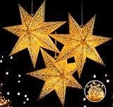 Papierstern Lampenschirm Faltstern Weihnachten, 3 Stück Papiersterne zum...