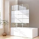 Gestreift Duschwand für Badewanne 130x140cm 3-teilig faltbar...