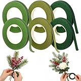 HAKACC Floristenband, 6 Rollen Floristenkrepp in Grün, 12mm x 27m pro...