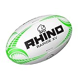 Rhino Rugby Ball Rapide White Xv – Größe 5 Rugbyball, weiß/grün, 5