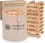 Wäscheklammerbeutel inklusive 50 Wäscheklammern aus Holz –...