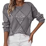 Celanisai Pailletten Strickpullover Damen V-Ausschnitt Pullover Winter...
