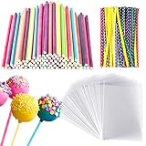 300 Stück Cake Pop Stiele Set, 100 Süßigkeiten Tüten 100 Lollipop...