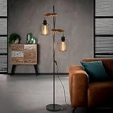 ZMH Vintage Stehlampe Wohnzimmer 2 flammige Holz Retro Standleuchte im...