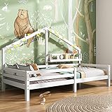 Merax Kinderbett 90x200cm mit Rausfallschutz, Kinder Hausbett mit...