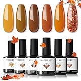 Modelones UV Nagellack 6 Farben Gelb Orange Braun Glitzer Gel Nagellack UV...