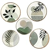 DETENE 5 Stück Holz Boho Wand Deko Holz Modern Wanddeko Wohnzimmer...