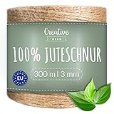 Creative Deco 300m Juteschnur Natur Braun | 985 Fuß | 2-3 mm Dicke 3-Lagig...