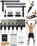 ALongSong Fitnessbänder Pilates Bar Set mit 6 Widerstandsbänder...