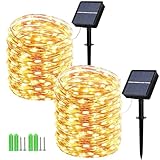 Geemoo 2 Stück Solar Lichterkette Aussen 2x15M 150 LED, Solar...