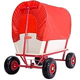 MONZANA® Bollerwagen Holz bis 180 kg mit Dach Luftreifen Stabil Robust...