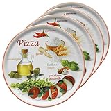 MamboCat 4er Set Pizzateller Napoli Red Ø 33,8 cm I Servier Platten mit...