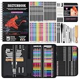 HIFORNY 176-teiliges Kunstbedarf, Zeichenset, Skizzierset mit 100 Blatt,...
